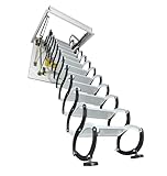 Fengze Attic Ceiling Ladder (30 x 30 inch) White and Black Attic Ladder with 12 Steps (760x760mm) Retractable Folding Extension Loft Stairs