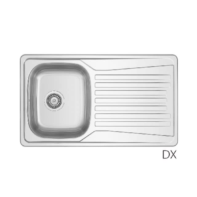 LAVELLO INCASSO IN ACCIAIO MOD. LS02 CM 86x50 cm. 86 gocciolatoio dx