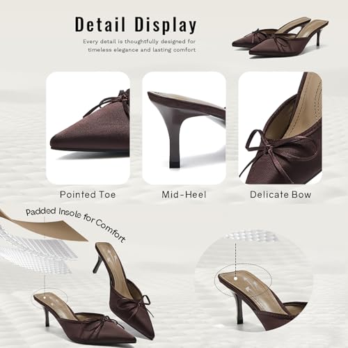 Women's Kitten Heels Mules Pointed Toe Slip on Stiletto Slingback Pumps Backless Wedding Party Dress Shoes3