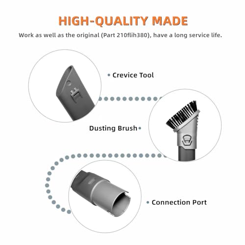 Jedeleos CREVICE TOOL For Shark Rotator Nv751 Nv752 Nv600 Nv650 Nv680 Nv681 Nv340 & Shark Rocket Hv301 Hv322 Hv300 Hv320 Nv480 Nv801 Nv803 Vacuum Cleaner, 2 In 1 Duster Crevice Tool & Brush Attachment thumb #2