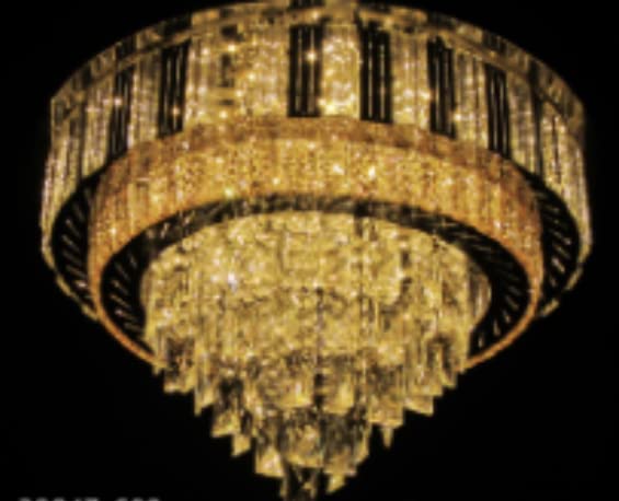Image of Sanleen Enterprises Round Shape Crystal LED Bluetooth Chandelier (Multicolour, Design 6, Width 20 Inch,Metal)