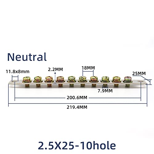 Barra de distribución de latón 2,5x25mm y placa de autobús para borne de tierra 2
