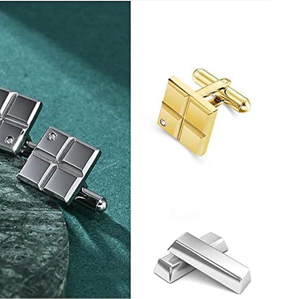 ZWEBY Manschettknappar män män rostfritt stål enkel kostym manschettknappar skjortknappar för bröllop affärer (färg: guld, storlek: 1,4 x 1,4 cm)