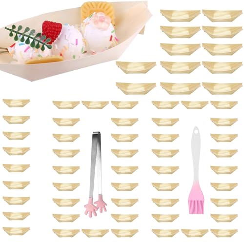 Huyeruie Barco de madera para alimentos | Bandejas de madera para barcos pequeños de madera | Bandeja de servir para servir postres, frutas, aperitivos y mariscos o adorno de casa, bandeja para llaves