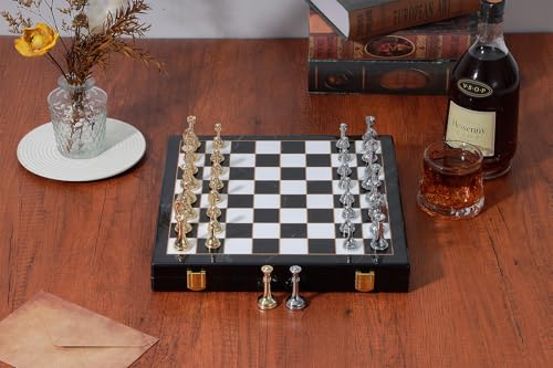 Set de Ajedrez Metálico con Tablero Mármol 11.5 Pulgadas miniatura 5
