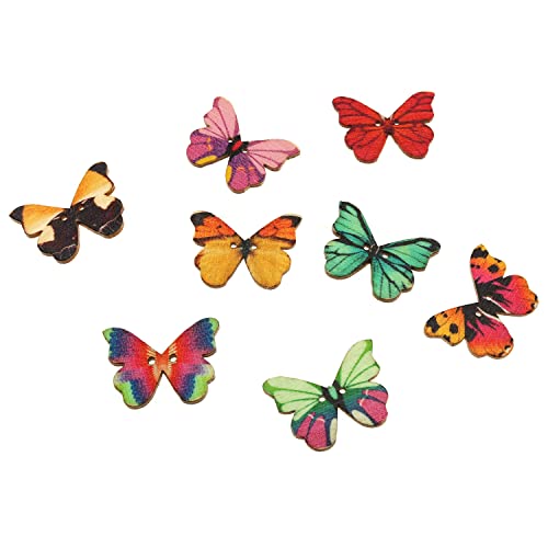 Wooden Buttons Rlecs 100Pcs 2 Holes Multicolor Butterfly Wooden Buttons Handmade Clothing Sewing Scrapbooking Crafts Diy Sewing Buttons #TOP1