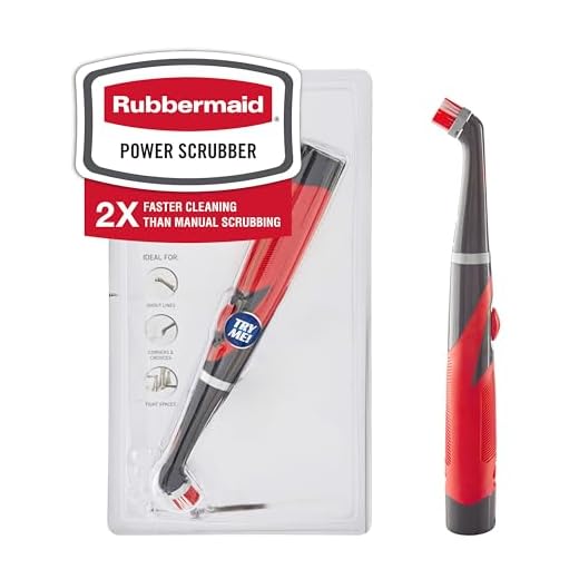 Rubbermaid Reveal Cordless Battery Power Scrubber, Gray/Red, Multi-Purpose Scrub Brush Cleaner for Grout/Tile/Bathroom/Shower/Bathtub, Water Resistant, Lightweight, Ergonomic Grip (1839685)