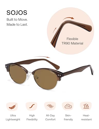 Image of SOJOS Trendy Oval Polarized Sunglasses for Women Retro Cute Shades Sunnies SJ2687