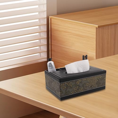 Boîte à mouchoirs en cuir PU avec compartiment télécommande pratique - 8