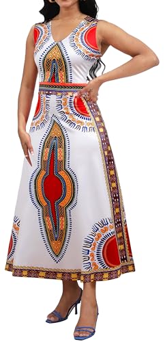 Image of VisiChenup African Print Dress for Women Casual Midi Dress