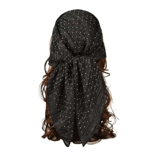 Rhinestone Head Scarf 31.5 Inches Solid Color Hair Scarf Sparkle Glitter Hair Bandana Fashion Hair Wraps Scarves for Women