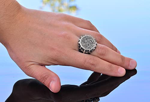 Islamic Ring, Muslim Gift For Men, 925 Solid Sterling Silver Ring For Men, Arabic Ring, Religious Ring, Handmade Statement Ring #TOP5