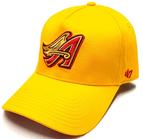 '47 Los Angeles Angels of Anaheim Brand MVP DP Snapback Hat Adjustable MLB Flat Bill Cap (One Size, Red Hudson Patch)