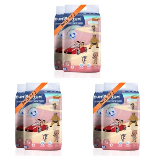 Image of Bumtum Baby Diapers | Pant Style Baby Diapers Extra Large Size, 108 Count | Double Layer Leakage Protection Infused With Aloe Vera, Cottony Soft High Absorb Technology (54 Count, Pack of 6)