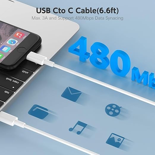 Image of 61W Adapter Charger Replacement for MacBook Pro 13 Inch /12 Inch /14 Inch, Compatible with MacBook Air /iPad Pro /Type C Laptop,Included USB-C to USB-C Charger Cable(6.6ft /2m)