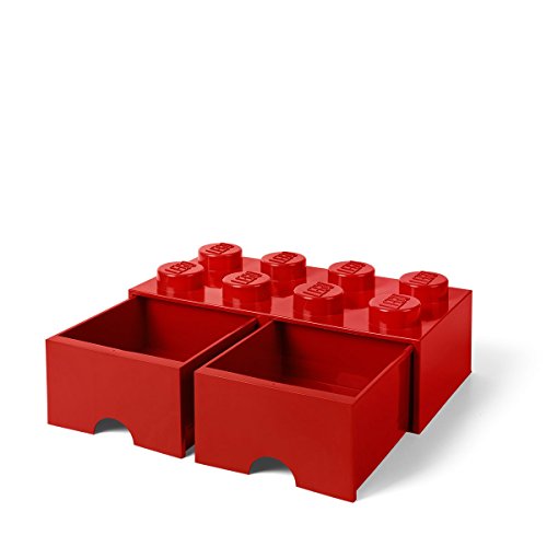 Image of LEGO Brick with 2 Drawers With 8 Knobs, in Red