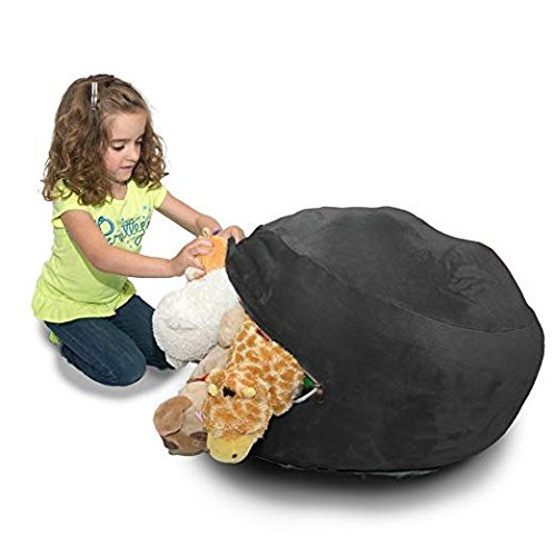 Stuffed Animal Bean Bag Storage - “Soft ’n Snuggly” Comfy Plush Fabric Kids Prefer Over Canvas - Replace Your Mesh Toy Hammock or Net - Store Blankets & Pillows Too