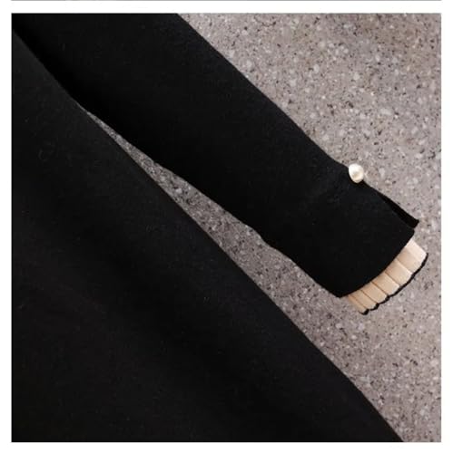 Women's Splicing Knitt Dress Straight Short Jumper Crew Neck Long Sleeve Office Sweater Dresses3