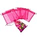 Bezall 100Pcs 3.5x4.5 Inches Sheer Organza Bags, Rose Wedding Favor Bags with Drawstring, Jewelry Pouches Party Festival Gift Candy Bags