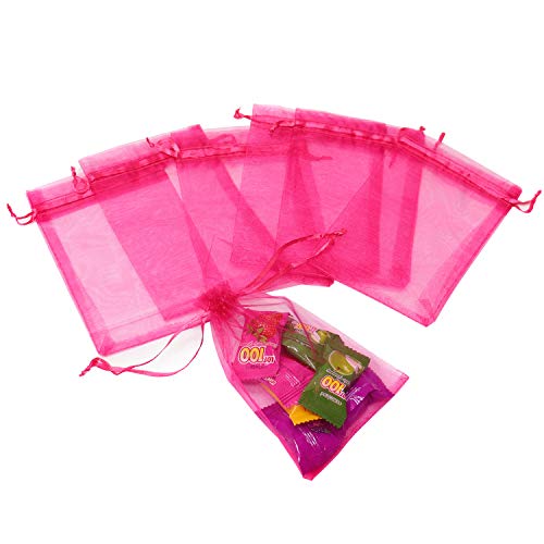 Image of Dealglad 100pcs Drawstring Organza Jewelry Candy Pouch Party Wedding Favor Gift Bags (7x9 inch, Rose)
