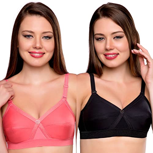 Image of TRYLO KPL Women's Cotton Non-Padded Bra Black /Black Currant /Butter SCOT /Coral /MARUN /Rasberry /Rose Gold /Nude /Sapphire /Skin /White 30 to 40 Available Cups C to I
