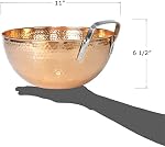 Red Co. 5 Quarts Large 11” Round Hammered Pure Copper Mixing Bowl with Handle