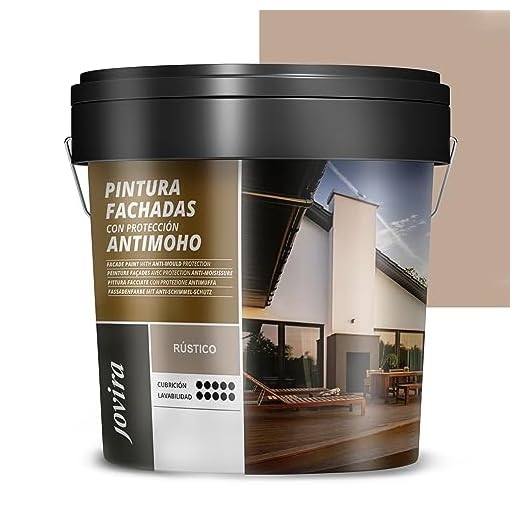 JOVIRA PINTURAS PINTURA FACHADAS ANTIMOHO. Repelente al agua, impermeable y anti fisuras. (4 Litros, Rustico)
