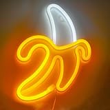 GUOCHENG Banana Neon Sign, Banana Shaped LED Night Light Battery&USB Power Hanging Neon Decor for Wall Bedroom Baby Room Christmas Party(Hanging)