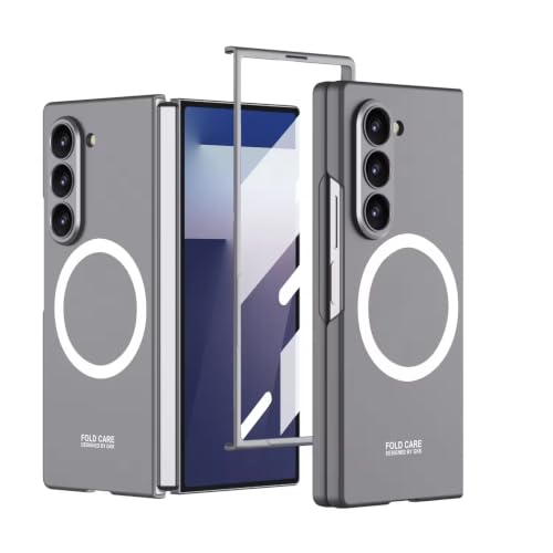 Image of TechTrendz Magnetic Cover [Compatible with MagSafe] for Samsung Galaxy Z Fold 8 Ultra Case Slim Hard PC + Tempered Glass Protective Phone Case for Galaxy Z fold 8 Ultra Back Cover - Grey