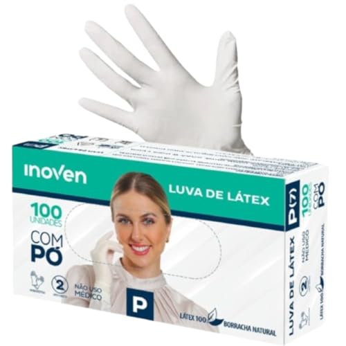 Luvas Descartáveis Latex Natural Procedimento C/Pó - Caixa 100 Pçs - Branca (M)