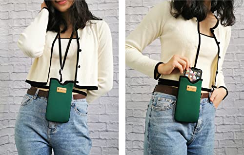 Tainada Men Women Neoprene Shockproof Phone Sleeve Pouch Carrying Case With Neck Lanyard, Belt Loop Holster For Iphone 14/13 / 12 Pro Max, 14 Plus, Samsung S23+, A53, Google Pixel 7 (Dark Green) #TOP1