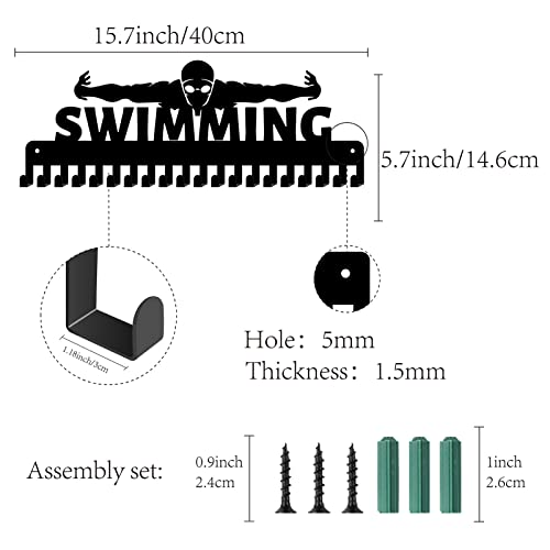 CREATCABIN Swimming Medal Holder Swimmer Sport Medals Hanger Athlete Awards Display Stand Wall Rack Mount Hanger Decor Stainless Steel Metal Hanging for Home Badge Medalist Over 60 Medals - Image 2