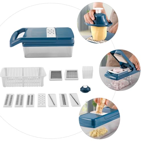 Cortadora y ralladora de cocina multifuncional azul miniatura 7