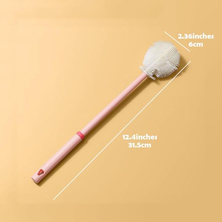 Flaschenbürsten mit langem Griff, flexibler Flaschenschrubber für Wasserflaschen, Glaswaren, Tassen, Rosa, 3 Stück