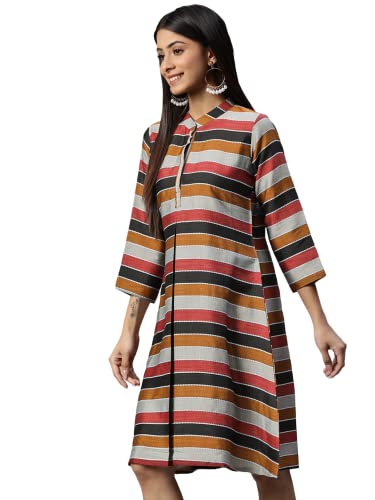 Image of arriva fab Women's Cotton Jaipuri Floral Print A-line Dress