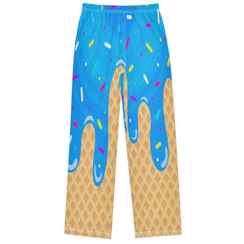Boy's Pants Bright Blue Circle Ice Cream Jogger Pants Elastic Waist Long Bottoms Trousers with Pockets 6-14 Years