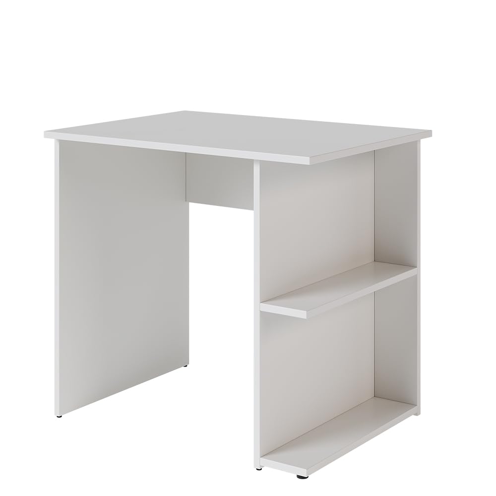 Vicco Bureau Simple, Blanc, 82x60cm, avec Deux étagères Ouvertes pour Un Espace de Rangement supplémentaire