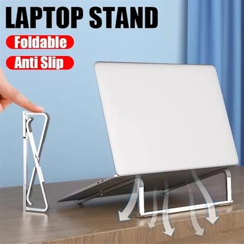 Soporte para portátil de escritorio elevador y plegable de aluminio plateado 5