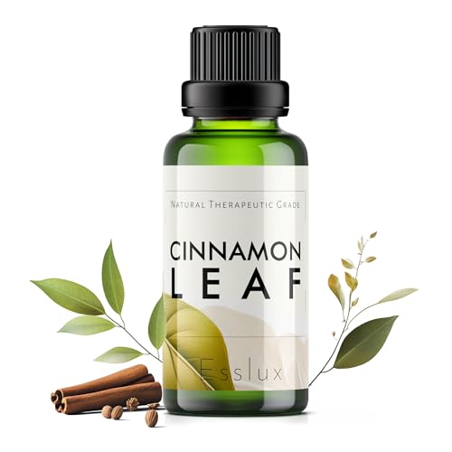 Image of Esslux Cinnamon Leaf Essential Oil - 100% Pure Natural Cinnamon Oil for Diffuser, Skin & Aromatherapy | Warm, Spicy Aroma Perfect for Candle & Soap Making - Therapeutic Grade - 120 ML
