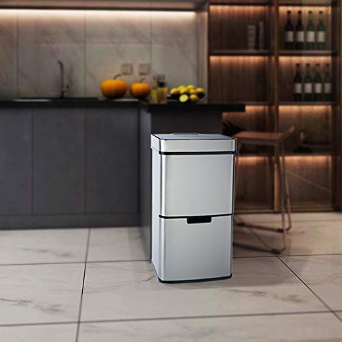 Vertak Edelstahl Mülltrennsysteme, Abfalleimer Sensor, mülleimer trennsystem, Mülltrennsysteme mit Sensor, Mülltrennsysteme mit 3 Fächern, Mülleimer küche - 3 Fach Mülleimer 62 Liter,Edelstahl Sensor - Image 7