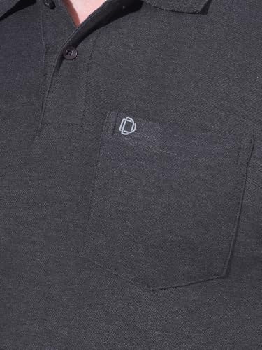Image of Dollar Men's Pack of 1 Solid Cotton Blend Polo Neck T-Shirt