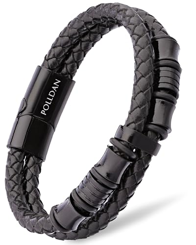 Mens Leather Bracelet | Stylish Braided Wristband with Magnetic Clasp | Unique Gifts for Men, Dad, and Boyfriend | Casual Stainless Steel Jewelry | Pulseras para Hombres