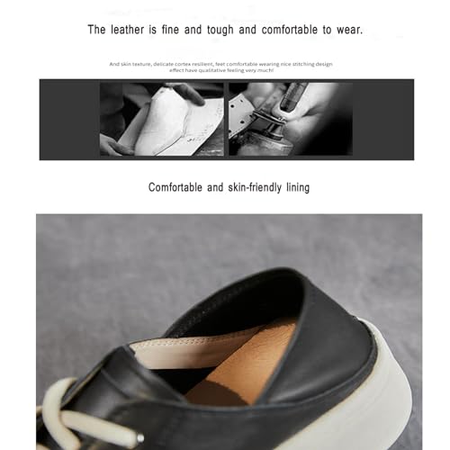 Women's Fashion Chunky Platform Wide Toe Lace-up Sneakers Sport Shoes Comfortable Round Head Leather Non-Slip Soft Sole Walking Shoes3