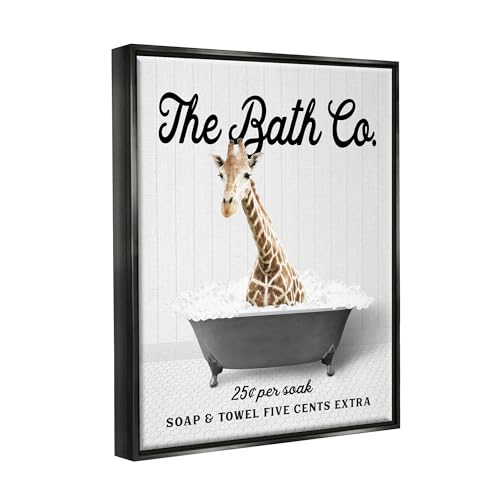 Image of Giraffe Vintage Bubble Bath Animal, 24 x 30 Inch Canvas in Floater Frame