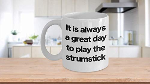 11 oz Coffee Mug, Tea Cup, Strumstick Mug - White Coffee Cup Funny Gift for Backpacker Guitar, Musician,