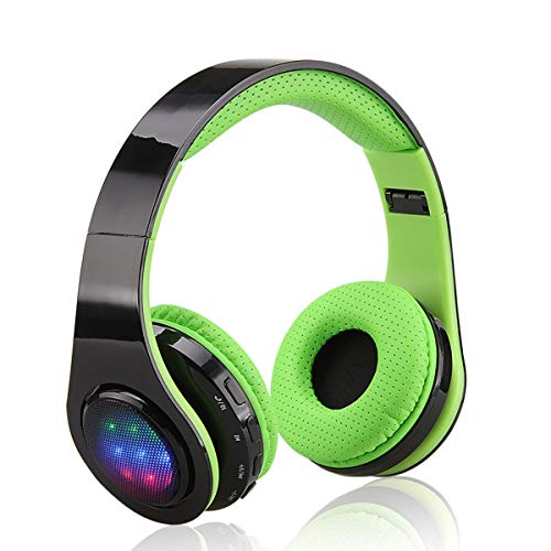 Preisvergleich Produktbild HaiQianXin Faltbarer Bluetooth-Kopfhörer mit Bluetooth-Funktion Tragbarer FM-Radio-Stereo-Kopfhörer-Kopfhörer (Color : Black+Green)