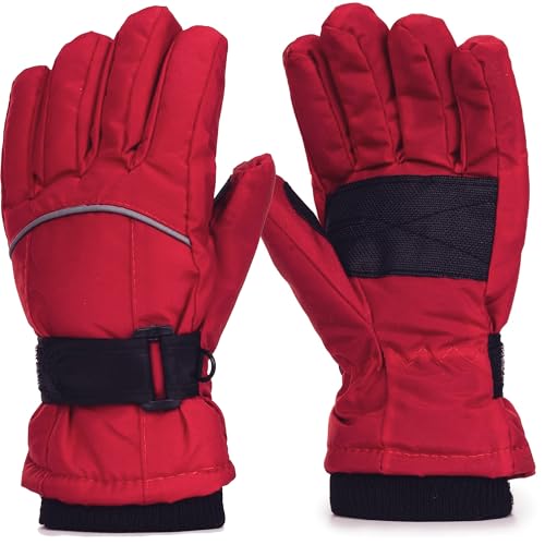 Image of UTOWO Kids Winter Cold Weather Ski Gloves Boy-Girl Warm Windproof Snow Gloves for Snowboarding Sledding Cycling Toddler 3-6T