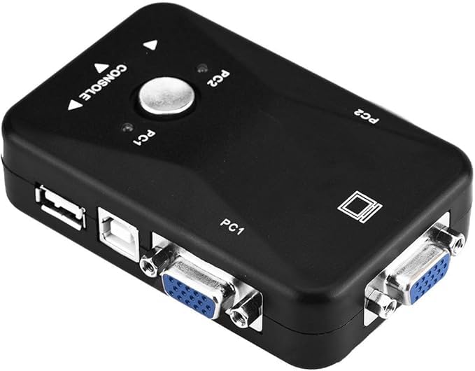 black crown usb kvm switch, kvm switch, plug and play, 1920 x 1440, high performance abs computer convenient for gaming video recorders (2 ports)