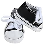 MSYO Cute Canvas Shoes for 18-Inch Dolls, Available in 10 Colors, Low-Top Doll Canvas Sneakers with Laces for 18 Inch Dolls, Match for 18 Inch Boy or Girl Dolls - Black