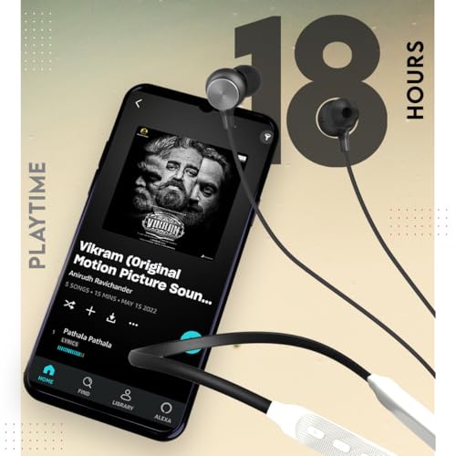 Image of Zimo AeroFlex Bluetooth 5.2 Wireless in-Ear Headphones, 18Hrs Playtime, Deep Bass, HD Calls, Dual Device Pairing, Voice Assist, Type-C Fast Charge Wireless Neckband, IPX4 (White & Jet Black)
